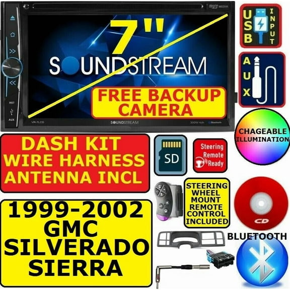 99 00 01 02 SILVERADO SIERRA DVD TOUCHSCREEN BLUETOOTH USB AUX CAR STEREO RADIO