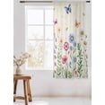 thumbnail image 3 of Sheer Curtains 72 Inches Long, Spring Floral Semi Sheer Curtains Light Filtering Window Treatment, Pink Blue Flowers Butterfly Farmhouse Privacy Voile Drapes for Living Room Bedroom 52x72 Inch, 3 of 7