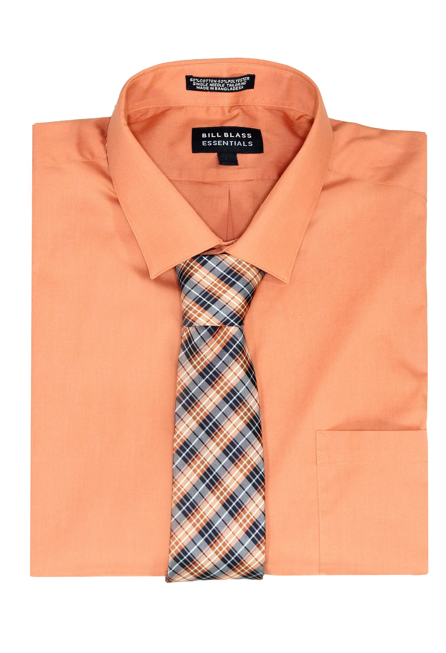 Bill Blass - Mens Dress Shirt Orange Large Button Front Tie Set $60 2XL ...