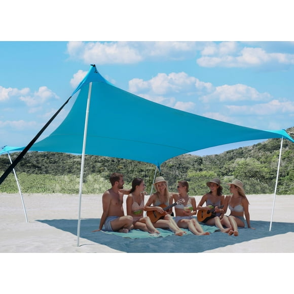 Carpa de playa Bestset, 3 x 3 m, UPF50+, resistente al viento, 4 postes