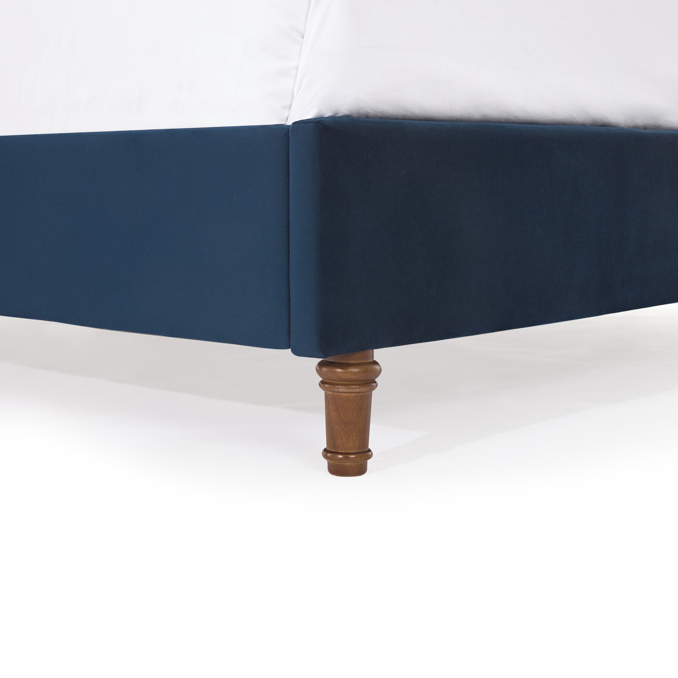 Noble House Peyton Indoor Button Diamond Tufted Velvet Upholstery King Bed with Wingback, Blue