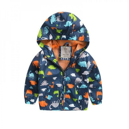 

Promotion Cleance Toddler Boys Girls Cartoon Print Zip Jacket Hooded Trench Lightweight Kids Coats Windbreaker Outdoor Cute Dust Coats