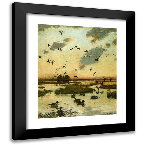 Frank Weston Benson 12x14 Black Modern Framed Museum Art Print Titled - The Duck Marsh (1922-1926)