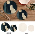 thumbnail image 4 of Wobogo White Cat Enjoying The Moon Trivets Potholders Set of 2 Cotton Woven Round Hot Plate Mats for Hot Dishes Bowls Teapots, 4 of 7