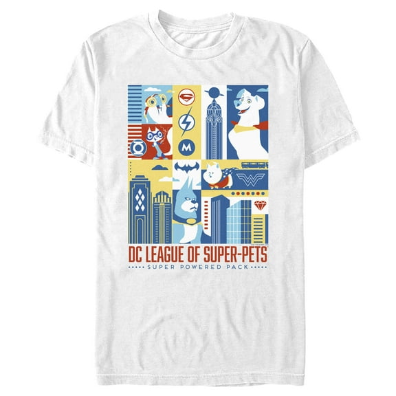 Men's DC League of Super-Pets City Character Panels Graphic Tee White Large