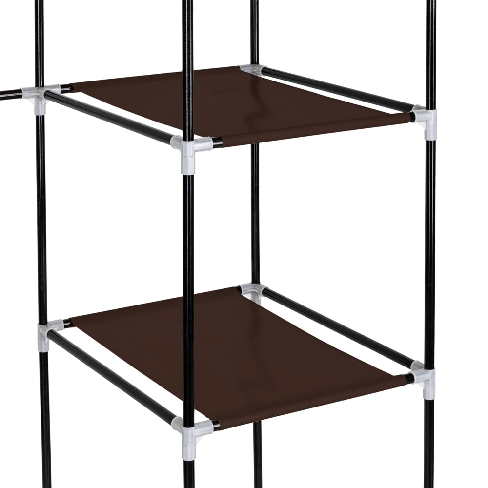 Kepooman 67" Portable Clothes Closet Organizer with Nonwoven Fabric Cover, Dark Brown Kepooman 67" Portable Clothes Closet Organizer with Nonwoven Fabric Cover, Dark Brown