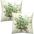 thumbnail image 2 of Eucalyptus Leaves Throw Pillow Covers 16x16, 2Pcs Green Leaf Plant Floral Mason Jar Decorative Pillow Cases Soft Cotton Square Cushion Cover for Bed Sofa Spring Season Home Decor, 2 of 5