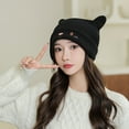 thumbnail image 3 of Njoeus Ribbed Knit Beanie Hat for Women Girls Cute Cats Ears Hat Winter Warm Slouchy Cuffed Skull Cap for Women, 3 of 4