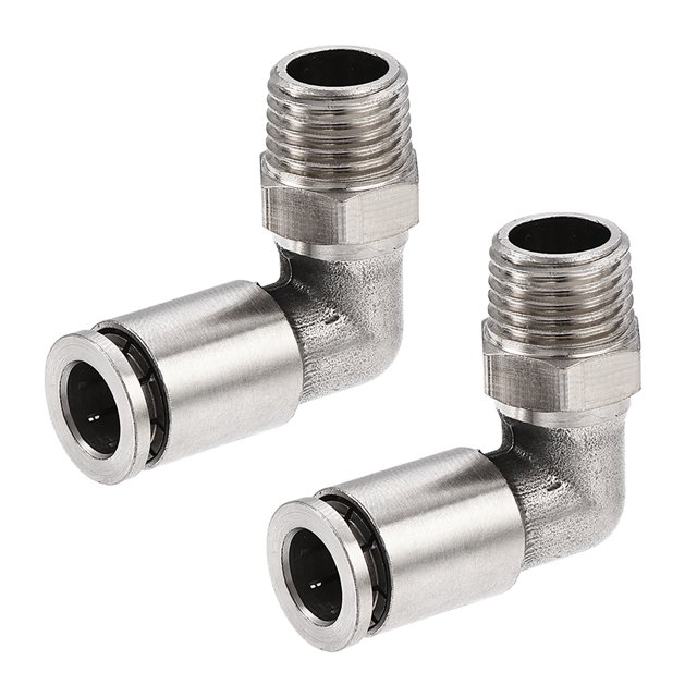 Unique Bargains Tube de Connexion Poussoir 8mm Tube à 1/4PT Coude Mâle en Forme de L 2 Pcs