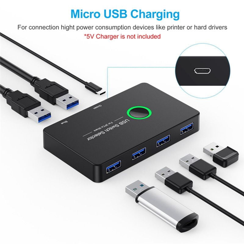 USB KVM Switch USB 3.0 KVM USB Switcher for Keyboard Mouse Printer Mi Box 2Pc Port Sharing 4Pcs Device USB Hub