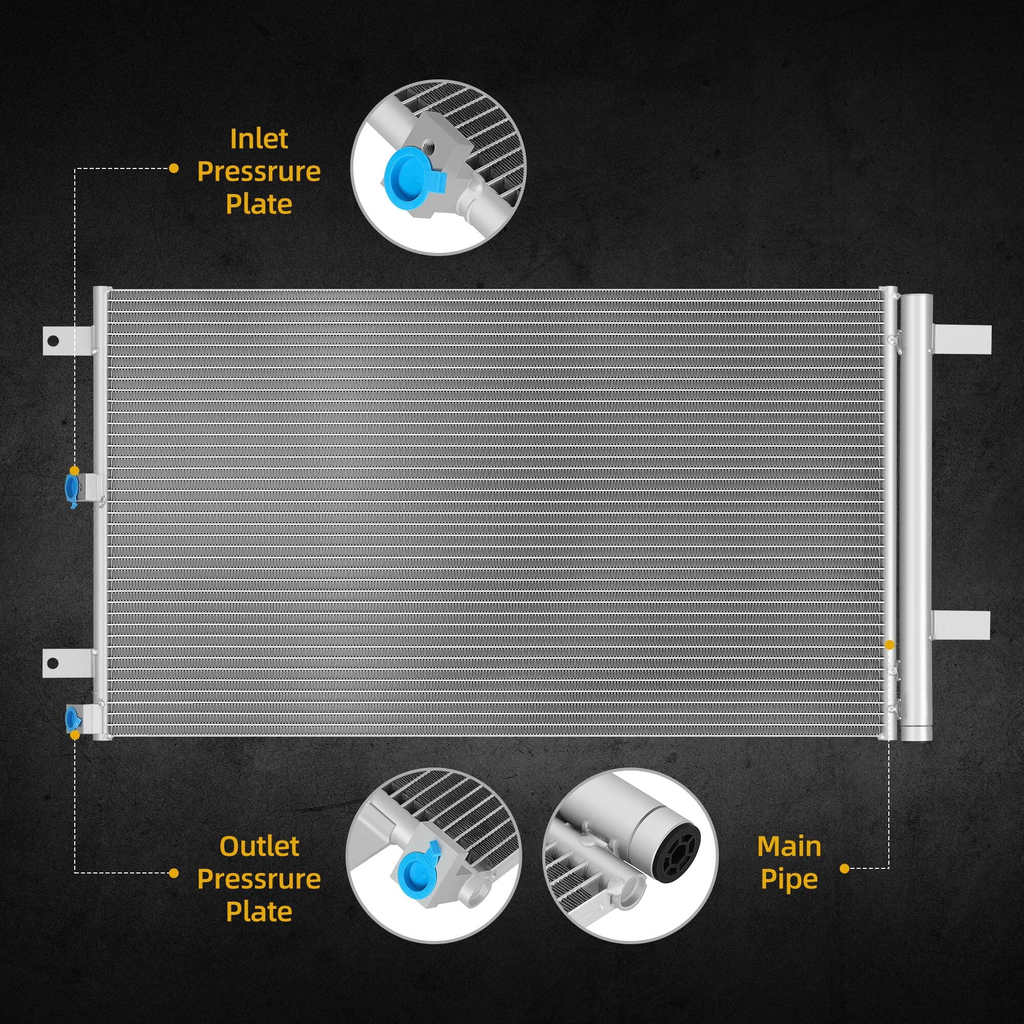 LEDKINGDOMUS A/C AC Condenser Air Conditioning Condenser Compatible with 2015-2020 Ford F-150 2.7L 3.3L 3.5L 5.0L, 2018-2020 Ford Expedition 3.5L & 2018-2020 Lincoln Navigator 3.5L