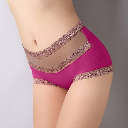 Seamless Underwear for Women Waisted Lace Sexy Triangle High Waist Large Size Solid Color Panties Ladies Comfort Brief