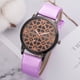 thumbnail image 2 of Reloj de pulsera de cuarzo de aleación con correa de PU para mujer, reloj de pulsera con esfera redonda y diamantes de imitación (púrpura), 2 of 3