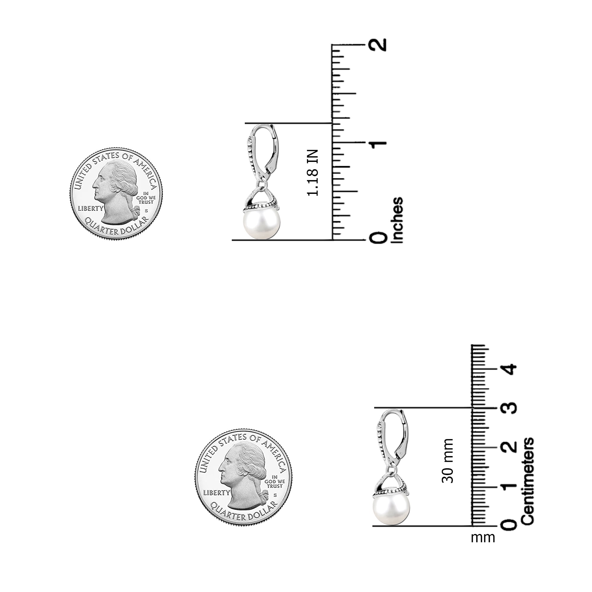 LeCalla 925 Sterling Silver Light-Weight Pearl Beaded Drop Dangling Leverback Earrings for Women and Teen 30MM