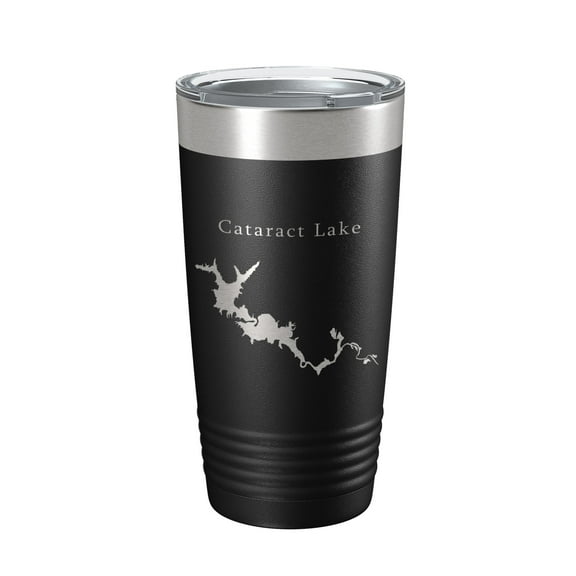 Cataract Lake Map Tumbler Travel Mug Insulated Laser Engraved Coffee Cup Indiana 20 oz Black