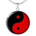 thumbnail image 2 of Collier Yin Yang Pendentif Cercle Noir et Rouge en Acier Inoxydable Ou or 18 Carats 18-22", 2 of 7