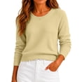 thumbnail image 2 of Dwellite Women Sweaters Knitted Cropped Crewneck Basic Trendy Fall Tops Cropped Sweater Winter Long Sleeve Dressy Top 2026 Yellow XL, 2 of 6
