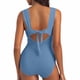 thumbnail image 4 of Traje de baño de una pieza para mujer, conjuntos de bikini para mujer, trajes de baño sin mangas extragrandes de color liso, bikini con cuello, escote en V, traje de baño sin mangas para mujer, 4 of 7