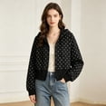 thumbnail image 2 of CONZONE Womens Polka Dot Hoodies Long Sleeve Zip Up Hooded Sweatshirts for Women Trendy Fall Winter Pullover Tops, 2 of 9