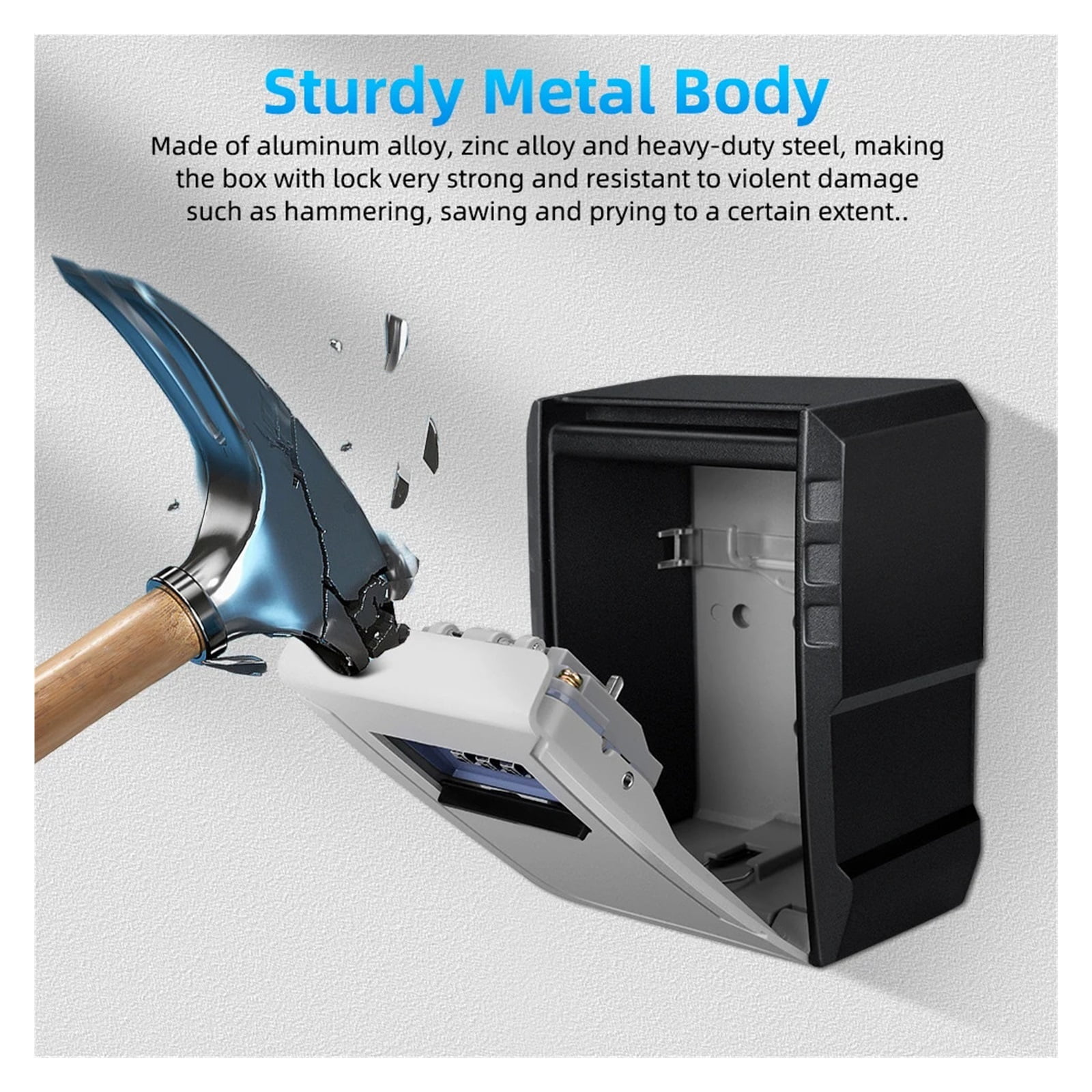4 Digits Password Key Box Metal Material Outdoor Waterproof Wall Mounted Lock Storage Box Anti Theft Key Safe Box ,Maximum Protection