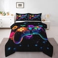 thumbnail image 1 of Ensemble de Literie Gaming Complet pour Filles 3 Pcs Respirant, Décor de Literie Galxy Coloré, (Réversible), 1 of 7