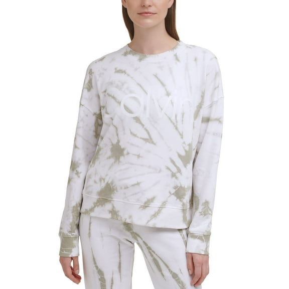 Calvin Klein Womens Performance Logo Tie-Dyed French Terry Sweatshirt