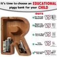 thumbnail image 3 of Small Piggy Bank, Wooden Letter Piggy Bank for Kids Boys Girls Gift, Alphabet R Money Bank Coin Bank, 3 of 5