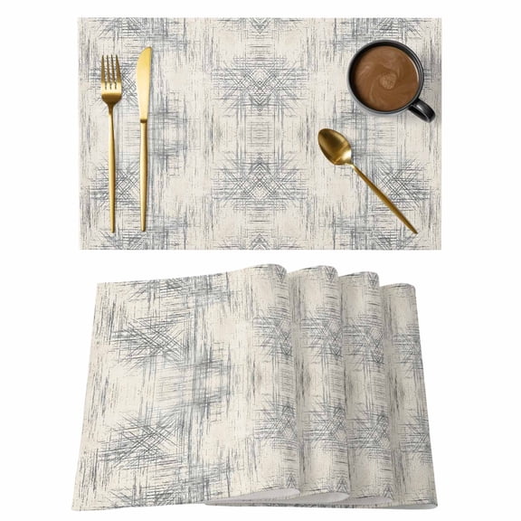 Grey Ombre Placemats Set of 12, Gradient Abstract Art Vintage Minimalist Shadows Palm Leaf Non-Slip Place Mats Washable Table Mats for Kitchen Dining Table Decorations Indoor/Outdoor