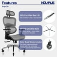 thumbnail image 6 of NOUHAUS Ergo3D Ergonomic Office Chair with Lumbar Support, Adjustable Headrest, 4D Armrests, Mesh High Back, Grey, 6 of 8
