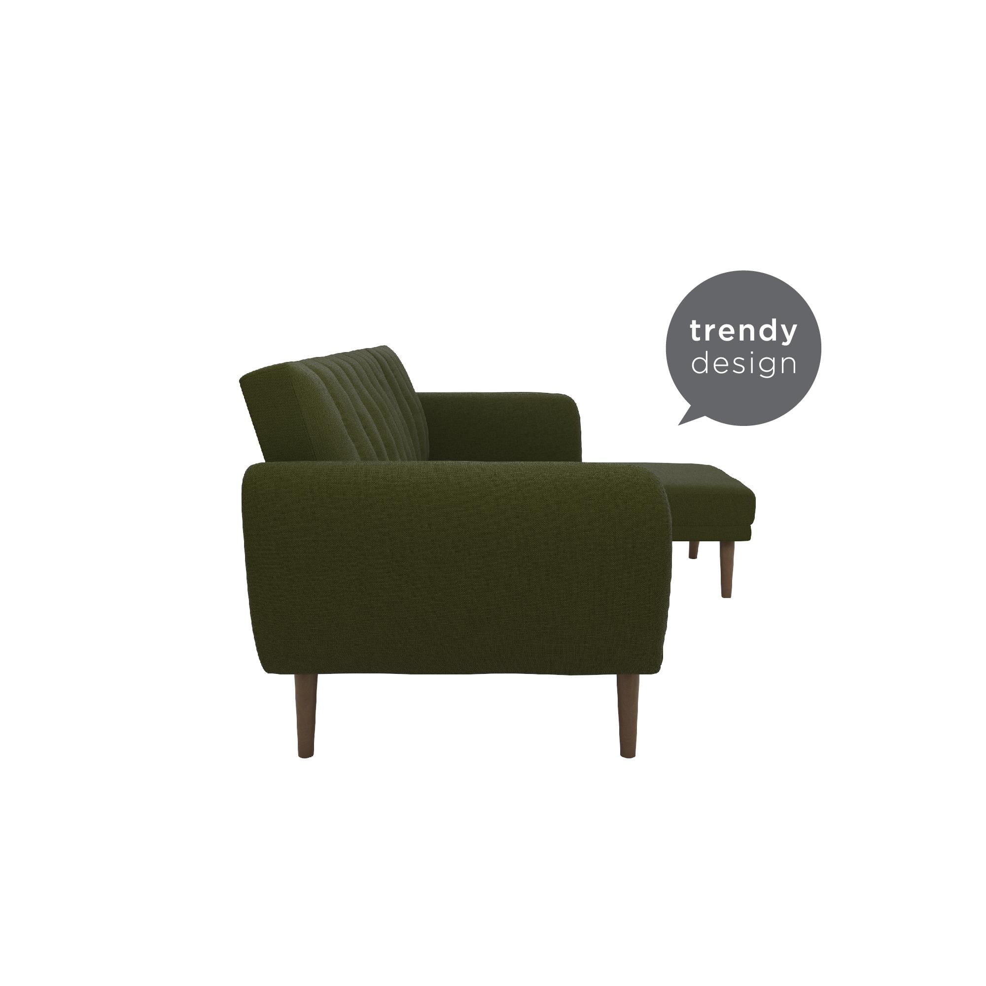 Novogratz Brittany Sectional Futon Sofa, Green Linen