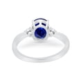 thumbnail image 4 of Three Stone Oval Engagement Ring Blue Sapphire CZ 925 Sterling Silver Size 8, 4 of 5