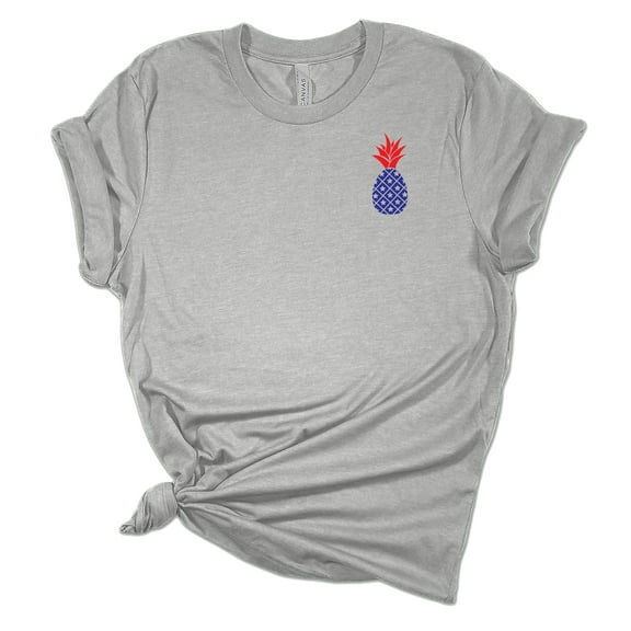 Trenz Shirt Company Womens Upright USA Flag Pineapple Short Sleeve Graphic T-Shirt, Athletic Heather-Large