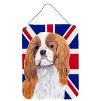 Carolines Treasures SC9851DS1216 Cavalier Spaniel with English Union Jack British Flag Wall or Door Hanging Prints