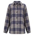 thumbnail image 6 of Towmus Womens Flannel Plaid Shirts Roll Up Long Sleeve Mid-Long Casual Boyfriend Shirts with Pockets, 6 of 9
