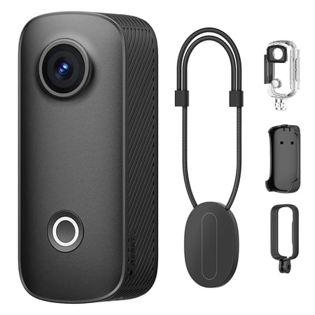 SJCAM C100+ Pro 4K Mini Action Camera, Ultra-Lightweight Thumb Cam with EIS Stabilization, Magnetic Wearable Body Camera for Travel Vlogging & POV Sports, 30m Waterproof with Case, Black
