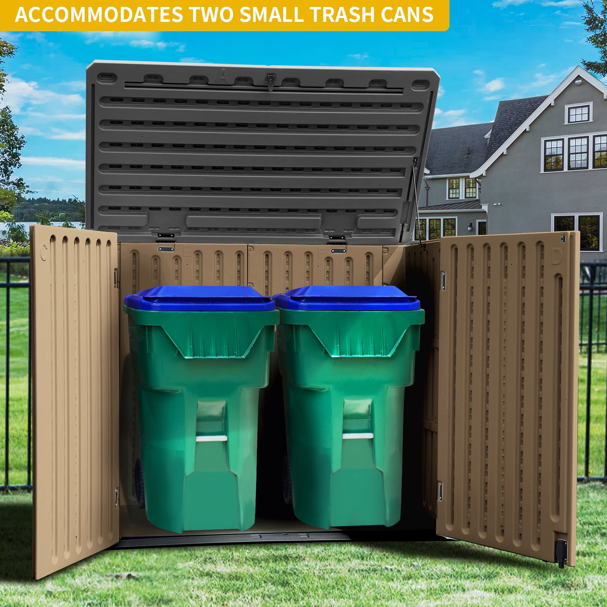 Uforic 4.5x2.8x3.9 ft Horizontal Resin Outdoor Storage Shed, Waterproof & Lockable, Brown