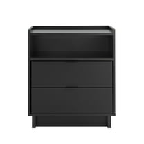 Prepac Simply Modern Nightstand Bedside Table, Black Nightstand for Bedroom, End Table with 2 Drawers and Open Shelf 23.75" W x 26.75" H x 16" D, BDNR-1802-1