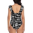 thumbnail image 6 of Yiaed Pasta Bacon Print Women's Ruffled One Piece Swimsuit V Neck Swimwear Slimming Monokini for Woman-XX-Large, 6 of 8
