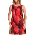 thumbnail image 1 of Easygdp Strawberry Red para Vestido Transpirable de Mujer, Vestido Suelto de Manga Corta con Pliegues y Bolsillos para el Verano, 1 of 7
