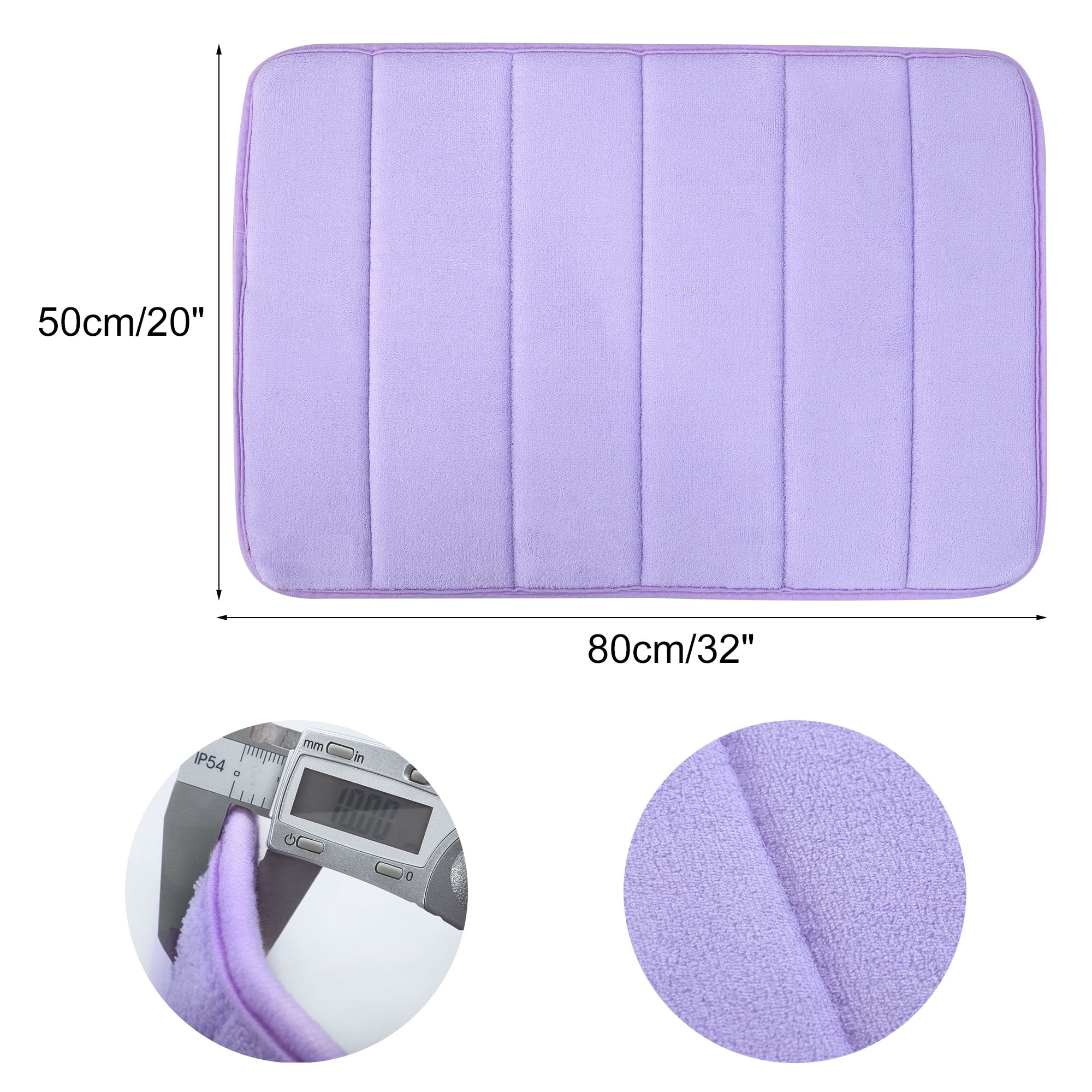Unique Bargains Solid Contemporary Memory Foam Bath Rug Purple 32"x20"