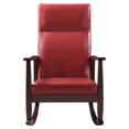 thumbnail image 3 of ACME Raina Chaise à Bascule en Similicuir Rouge et Espresso, 3 of 7