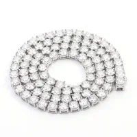 Fine Jewelry Moissanite Tennis Link 925 silver Necklace 4mm 18inches Hiphop Style Neckalce