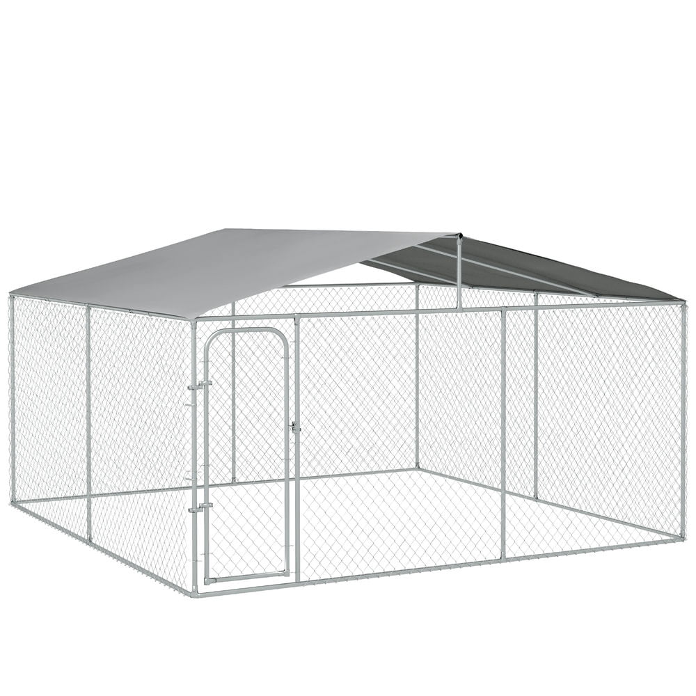 GVN Dog Kennel,Dog Kennel Outdoor Dog Run w/ Canopy, 13' x 13' x 7.5'