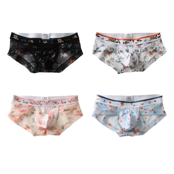 Yundobop Men's Spandex Low Rise Printed Bikini Briefs Underwear