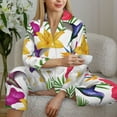 thumbnail image 6 of Pajama Sets for Women 2 Pcs, Hummingbird No.J91 Button Down Long Sleeve Sleepwear Lounge PJ Sets, 6 of 6