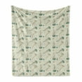 thumbnail image 1 of Jellyfish Soft Flannel Fleece Throw Blanket, Continuous Design of Medusa Ocean Creature with Tentacles Nautical, Cozy Plush for Indoor and Outdoor Use, 70" x 90", Eggshell Laurel Green, by Ambesonne, 1 of 5