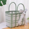 thumbnail image 6 of SLMOTUAE Clear Plastic Woven Beach Tote Bag, Stylish Vegetable Basket, Teacher Gift Flower Wrap Bag, Ribbon Tote Bag for Work, Shopping & Picnic, 6 of 8
