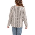 thumbnail image 3 of JUUNthy Sweater for Womens, Long Sleeve Crewneck Striped Knitted Fashion Fall Winter Clothes Tops Beige XL, 3 of 5
