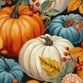 thumbnail image 6 of HAOXIT Fall Thanksgiving Table Cloth White Blue Orange Pumpkins Round Tablecloth Autumn Leaf Farmhouse Table Cover Washable Dinning Decoration For Holiday Kitchen Party Picnic Outdoor Indoor 42-46, 6 of 8
