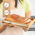 Bamboo Bread Slicer Cutting Guide Foldable and Compact with Crumbs Tray and Knife